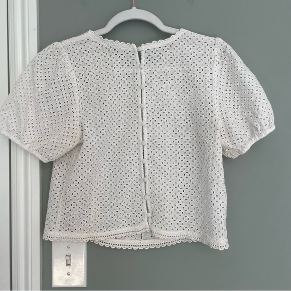 Abercrombie & Fitch Eyelet Embroidered Button Up Back Puff Sleeve Blouse - Picture 5 of 12